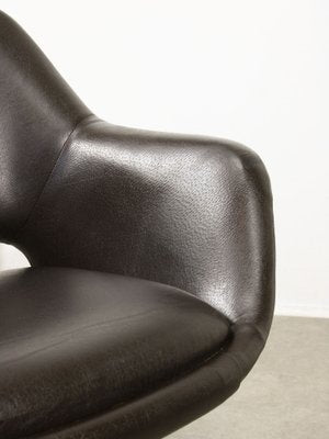 Mid-Century Chocolate Brown Leather Swivel Chair-HGJ-1760902