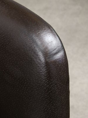 Mid-Century Chocolate Brown Leather Swivel Chair-HGJ-1760874