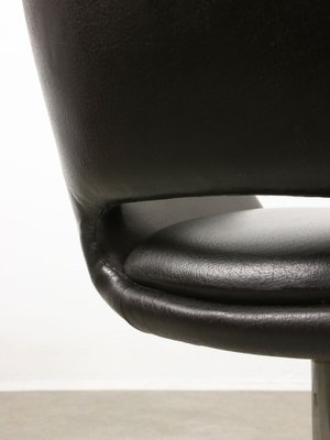 Mid-Century Chocolate Brown Leather Swivel Chair-HGJ-1760902