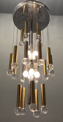 Mid-Century Chrome and Brass Sphere Chandelier from Sciolari-JJC-986909