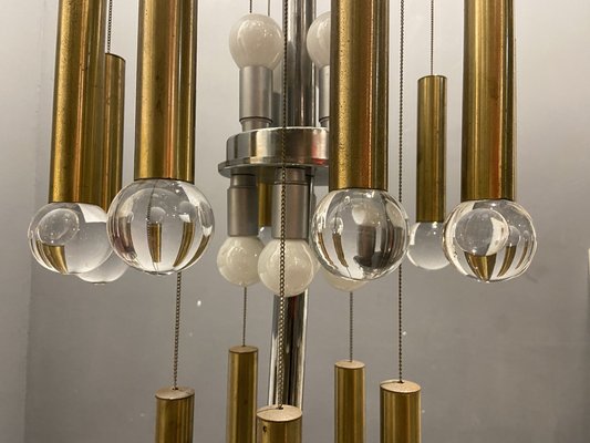 Mid-Century Chrome and Brass Sphere Chandelier from Sciolari-JJC-986909