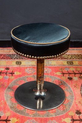 Mid-Century Chrome and Brass Stool-MBH-1032019