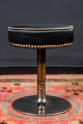 Mid-Century Chrome and Brass Stool-MBH-1032019