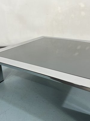 Mid-Century Chrome and Dark Mirror Glass Side Table in the style of Saporiti, Italy, 1970s-OT-1291109