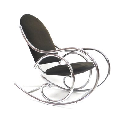 Mid-Century Chrome and Fabric Rocking Chair, 1970s-XID-1329143