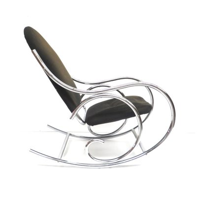 Mid-Century Chrome and Fabric Rocking Chair, 1970s-XID-1329143