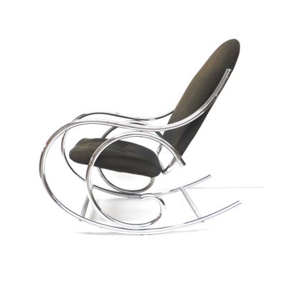 Mid-Century Chrome and Fabric Rocking Chair, 1970s-XID-1329143