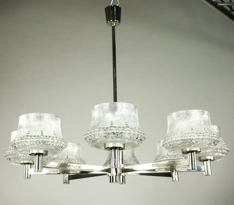 Mid-Century Chrome and Glass Pendant Lamp-FUP-716335