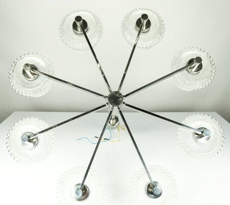 Mid-Century Chrome and Glass Pendant Lamp-FUP-716335