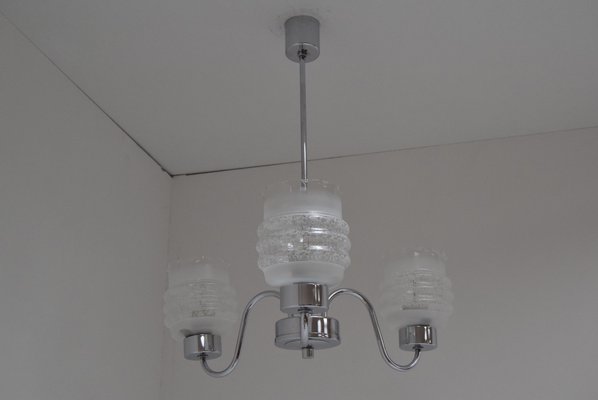 Mid-Century Chrome Chandelier, Czechoslovakia, 1970s-TZ-942405