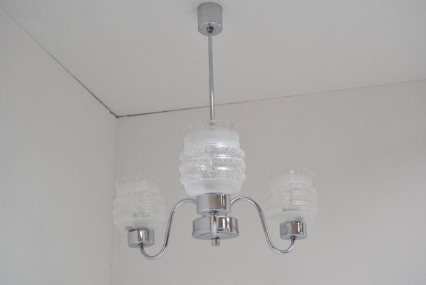 Mid-Century Chrome Chandelier, Czechoslovakia, 1970s-TZ-942405