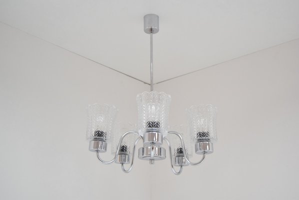 Mid-Century Chrome Chandelier from Jílové u Děčína, 1970s-TZ-750468