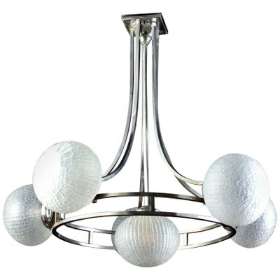 Mid-Century Chrome & Murano Glass Chandelier by Gino Sarfatti, 1960-MBH-1031700