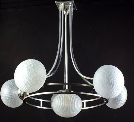 Mid-Century Chrome & Murano Glass Chandelier by Gino Sarfatti, 1960-MBH-1031700