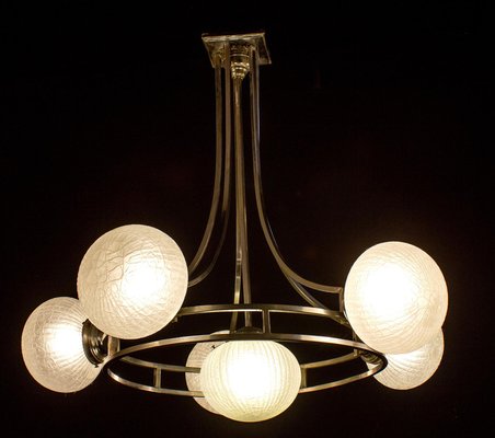 Mid-Century Chrome & Murano Glass Chandelier by Gino Sarfatti, 1960-MBH-1031700