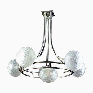 Mid-Century Chrome & Murano Glass Chandelier by Gino Sarfatti, 1960-MBH-1031700