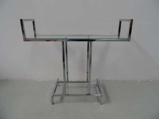 Mid-Century Chrome Side Table with Glass, 1950s-PNJ-1706439