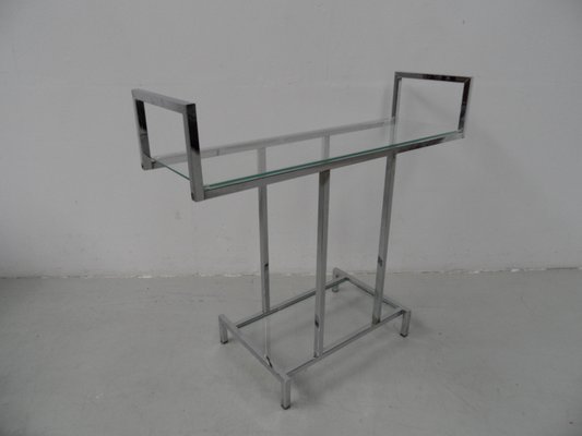 Mid-Century Chrome Side Table with Glass, 1950s-PNJ-1706439