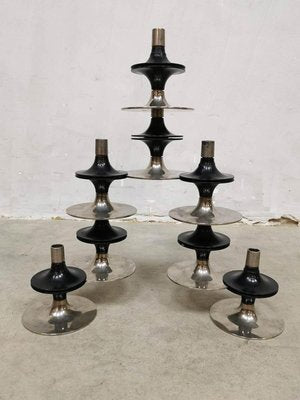 Mid-Century Chrome Stackable Candle Holders from Fritz Nagel, Set of 8-BW-1113748