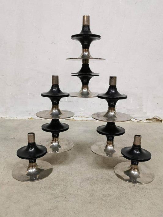 Mid-Century Chrome Stackable Candle Holders from Fritz Nagel, Set of 8