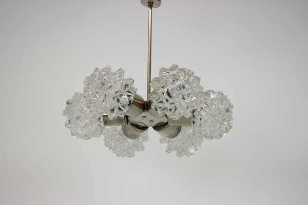 Mid-Century Chrome Steel & Glass Chandelier, 1970s-TZ-1287103