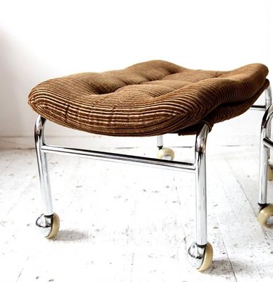 Mid-Century Chrome Stool on Wheels, 1950s-OXJ-727752