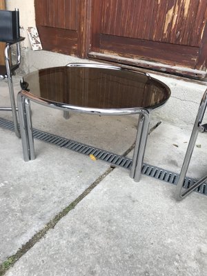 Mid-Century Chrome Tubular Coffee Table With Chairs, 1960s, Set of 3-OXJ-1187813