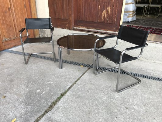 Mid-Century Chrome Tubular Coffee Table With Chairs, 1960s, Set of 3-OXJ-1187813