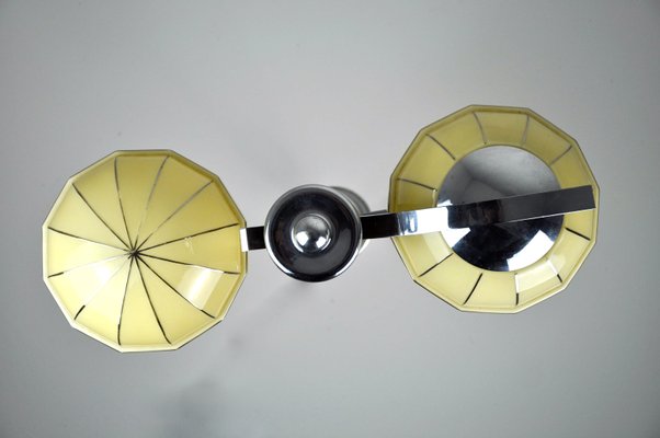 Mid-Century Chrome & Wood Ceiling Lamp-ZDM-591676