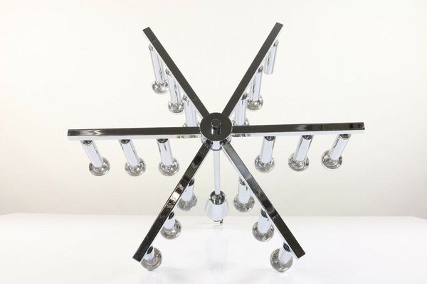 Mid-Century Chromed Brass 18-Light Chandelier-FUP-894624