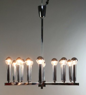 Mid-Century Chromed Brass 18-Light Chandelier-FUP-894624