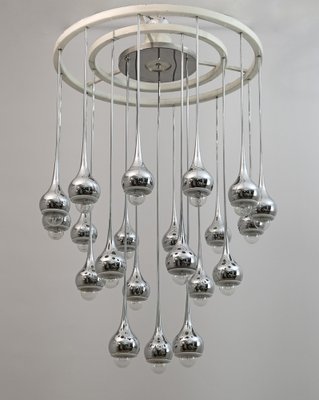 Mid-Century Chromed Metal Chandelier by Angelo Brotto for Esperia, Italy, 1970s-FER-1219481