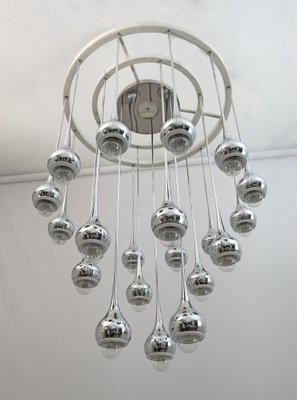 Mid-Century Chromed Metal Chandelier by Angelo Brotto for Esperia, Italy, 1970s-FER-1219481