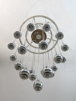 Mid-Century Chromed Metal Chandelier by Angelo Brotto for Esperia, Italy, 1970s-FER-1219481