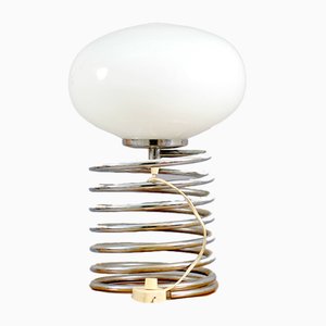 Mid-Century Chromium and Oval Opaline Glass Shade Table Lamp from De Nieuwe Honsel-CIP-623046