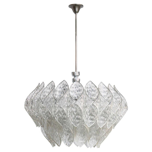 Mid-Century Clear Iced Glass and Acrylic Glass 2-Tier Chandelier, 1960s