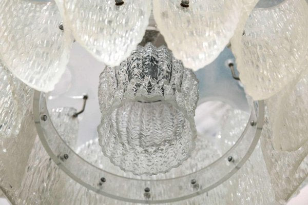 Mid-Century Clear Iced Glass and Acrylic Glass 2-Tier Chandelier, 1960s-KL-620469