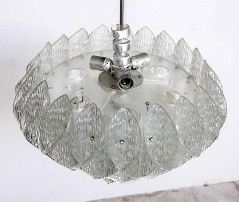 Mid-Century Clear Iced Glass and Acrylic Glass 2-Tier Chandelier, 1960s-KL-620469