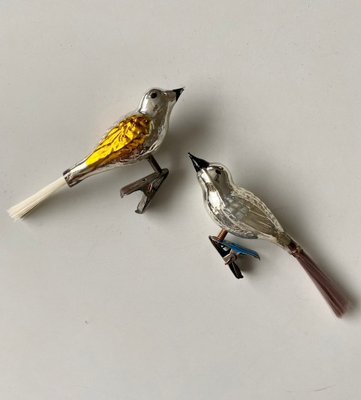 Mid-Century Clip-on Bird Christmas Ornaments, 1960s, Set of 2-LL-1453071