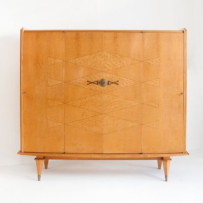 Mid-Century Closet in Wood with Marquetry Work and Brass Shooters, France, 1960s-ZFJ-1804050