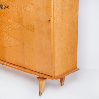 Mid-Century Closet in Wood with Marquetry Work and Brass Shooters, France, 1960s-ZFJ-1804050