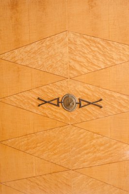 Mid-Century Closet in Wood with Marquetry Work and Brass Shooters, France, 1960s-ZFJ-1804050