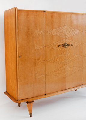 Mid-Century Closet in Wood with Marquetry Work and Brass Shooters, France, 1960s-ZFJ-1804050