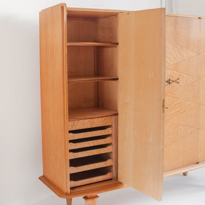 Mid-Century Closet in Wood with Marquetry Work and Brass Shooters, France, 1960s-ZFJ-1804050