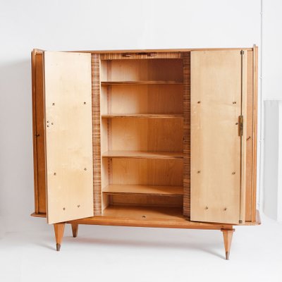 Mid-Century Closet in Wood with Marquetry Work and Brass Shooters, France, 1960s-ZFJ-1804050