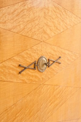 Mid-Century Closet in Wood with Marquetry Work and Brass Shooters, France, 1960s-ZFJ-1804050