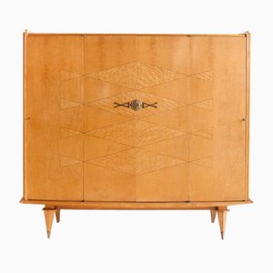 Mid-Century Closet in Wood with Marquetry Work and Brass Shooters, France, 1960s-ZFJ-1804050