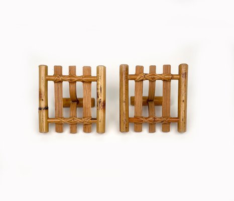 Mid-Century Coat Racks in Bamboo & Rattan, Italy, 1970s, Set of 2-LYQ-1395414