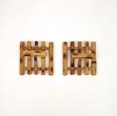 Mid-Century Coat Racks in Bamboo & Rattan, Italy, 1970s, Set of 2-LYQ-1395414