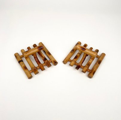 Mid-Century Coat Racks in Bamboo & Rattan, Italy, 1970s, Set of 2-LYQ-1395414